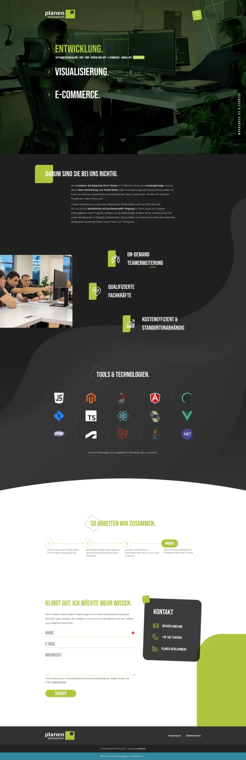 Webdesign für planeo development Agentur