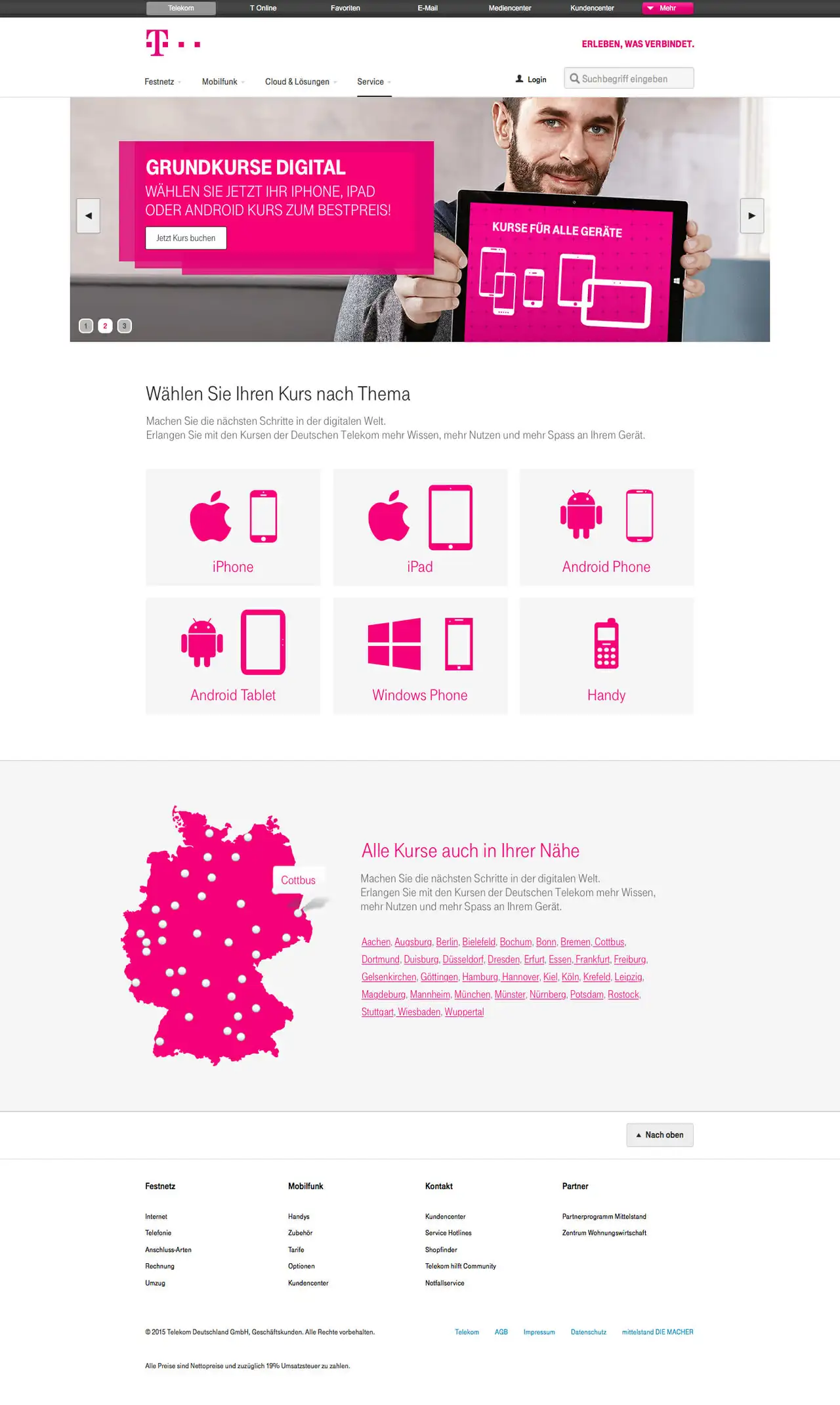 Webdesign für Telekom Schulungsportal